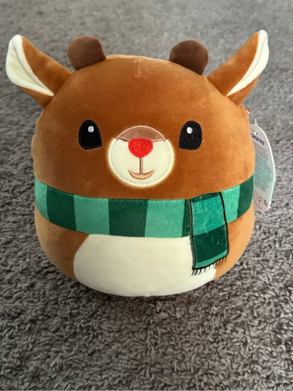 Squishmallows Rudolph the Red Nosed Reindeer with Green Scarf